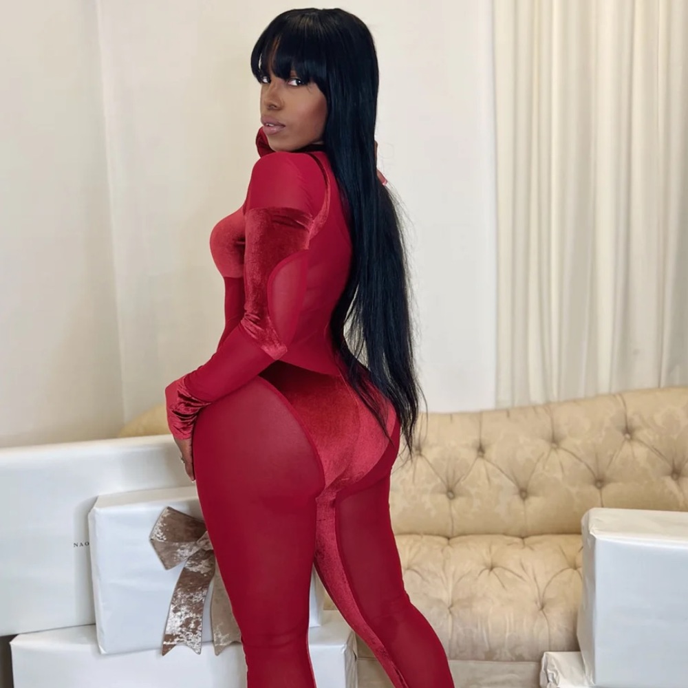 New with tags - velvet and mesh body suit